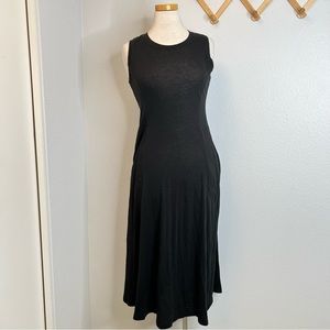 Raquel Allegra Black Sleeveless Swing Midi Dress